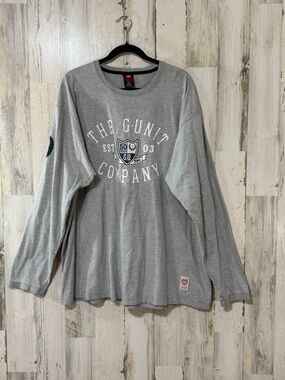 Ecko Unlimited Gray Long Sleeve Tee with White Script Logo